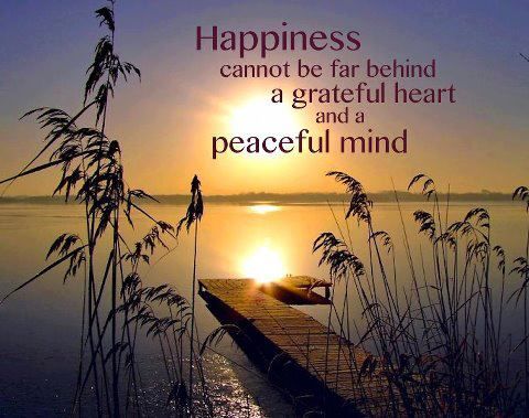 happiness cannot be far behind a frateful heart and a peaceful mind